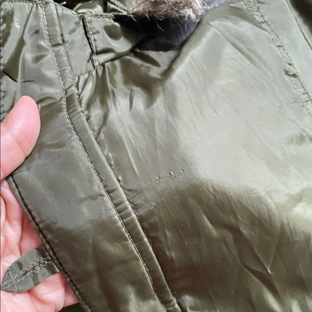 Janie & Jack Olive Green Hooded Jacket with removable Faux Fur Trim